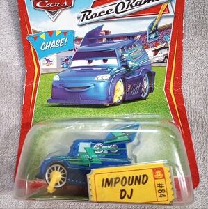 Vintage NIP Pixar Cars Race O Rama Impound DJ Rate Chase Piece Diecast Car